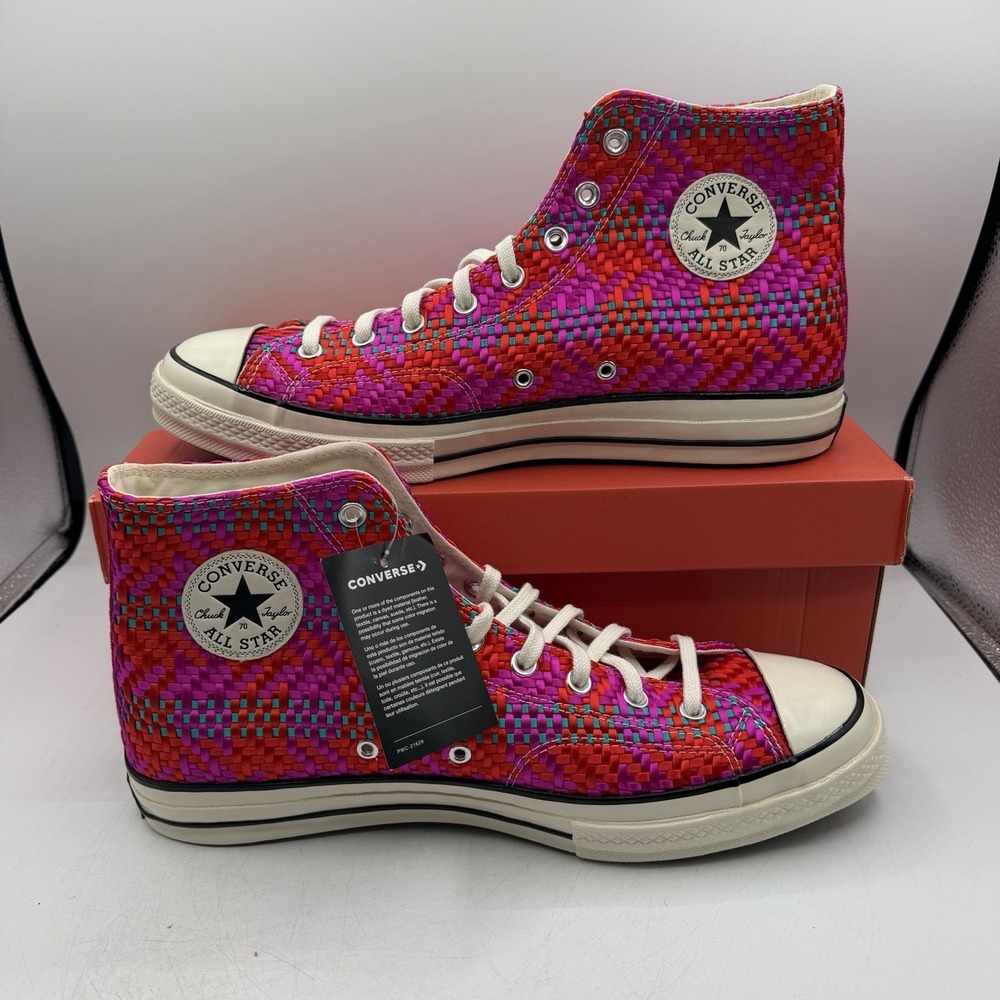 Converse Chuck 70 Hi Culture Weave Shoes Mens 10 Womens 12 Red Pink 167990C